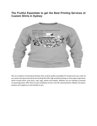 The Fruitful Essentials to get the Best Printing Services of Custom Shirts in Sydney