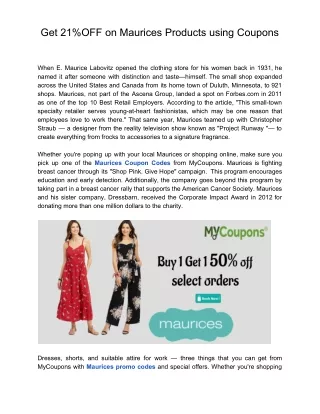 Get 21%OFF on Maurices Products using Coupons