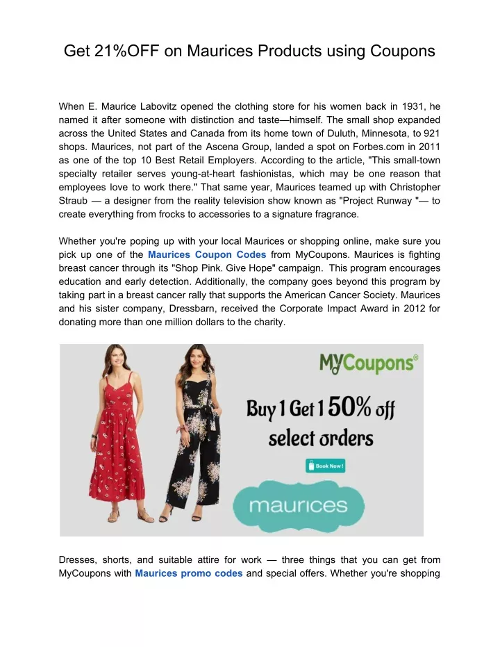 get 21 off on maurices products using coupons