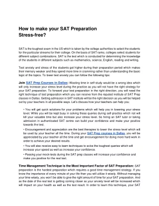 How to make your SAT Preparation Stress-free?