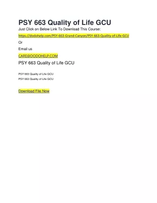 psy 663 quality of life gcu just click on below