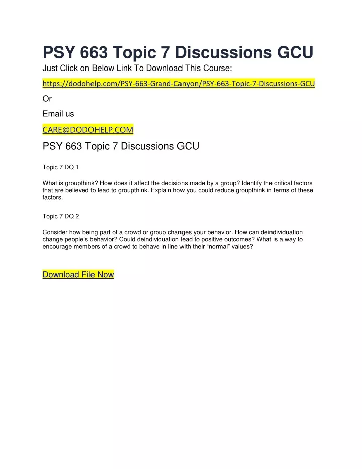 psy 663 topic 7 discussions gcu just click
