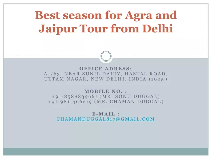 best season for agra and jaipur tour from delhi