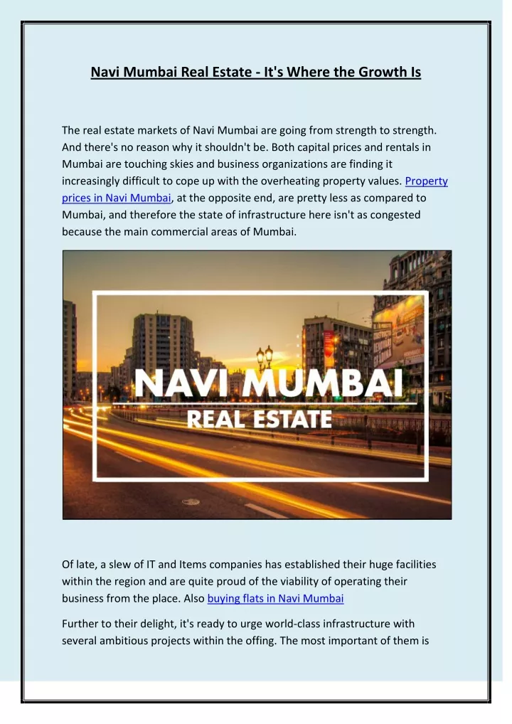 navi mumbai real estate it s where the growth is