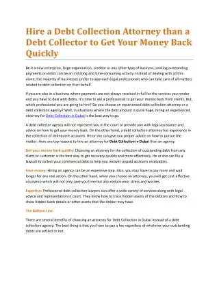 Hire a Debt Collection Attorney than a Debt Collector to Get Your Money Back Quickly