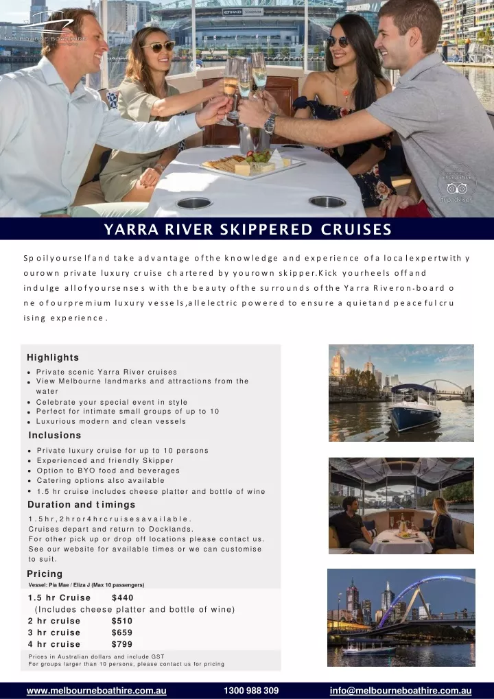 yarra river skippered cruises