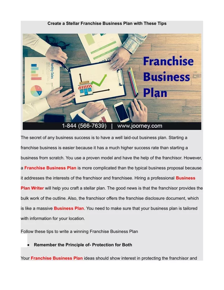 create a stellar franchise business plan with