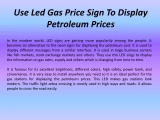 use led gas price sign to display petroleum prices