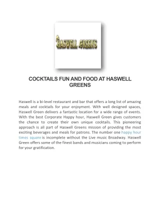 Haswell Green's | Happy Hour Times Square | Brunch Broadway | Nightclub