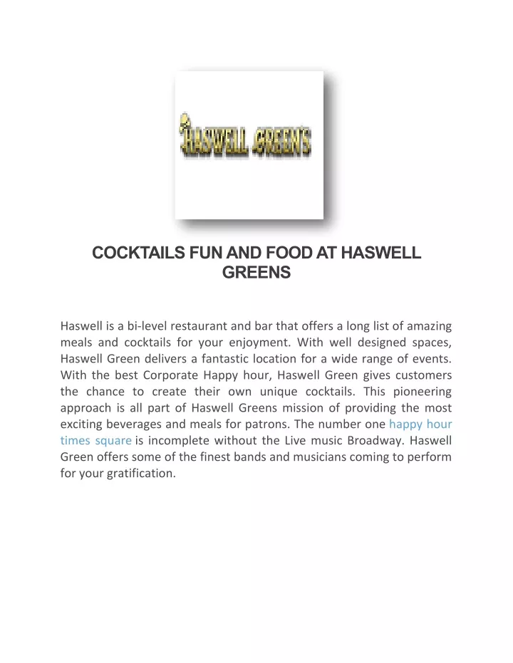 cocktails fun and food at haswell greens