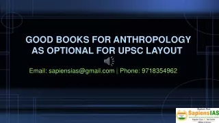 Good books for anthropology  as optional for UPSC Layout-1