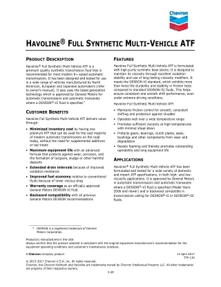 Havoline® Full Synthetic Multi-Vehicle ATF