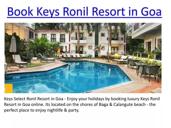 book k eys ronil resort in goa