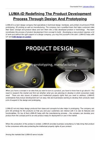 LUMA-iD Redefining The Product Development Process Through Design And Prototyping