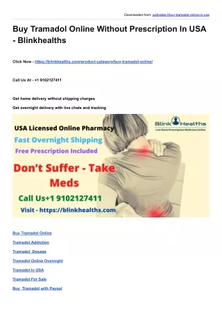 Buy Tramadol Online Without Prescription In USA - Blinkhealths