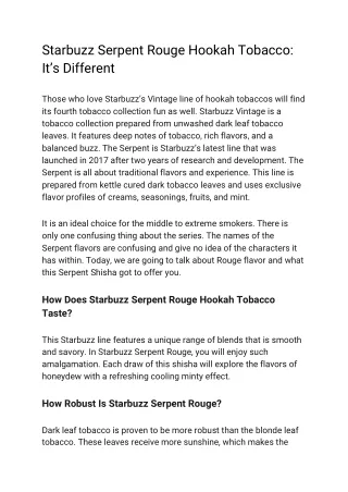 Starbuzz Serpent Rouge Hookah Tobacco: It’s Different