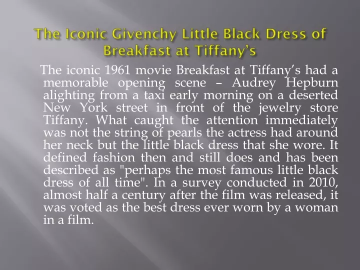 the iconic givenchy little black dress of breakfast at tiffany s