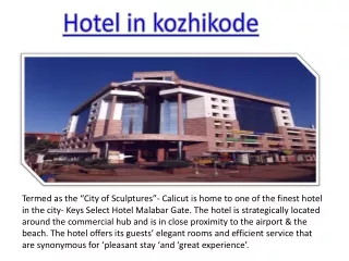 Book Keys Select Hotel Malabar Gate in Kozhikode/Calicut: Best Hotels in Kozhikode - Keys Hotels