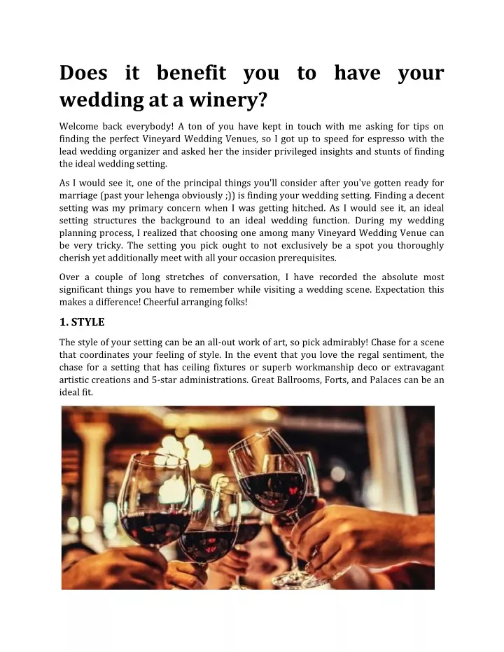 does it benefit you to have your wedding