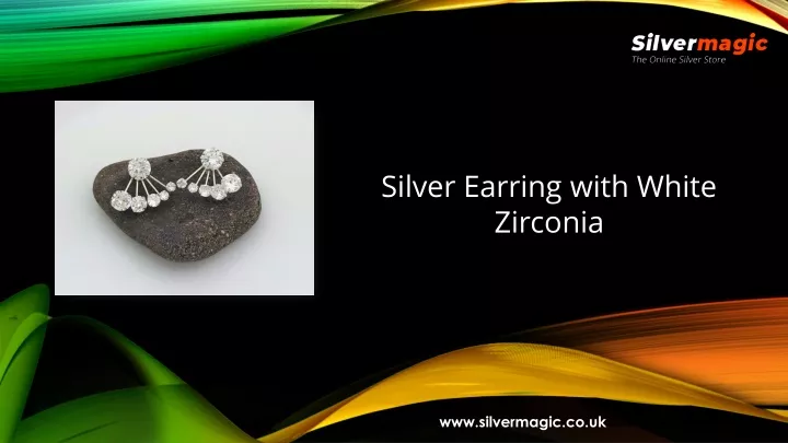 silver earring with white zirconia