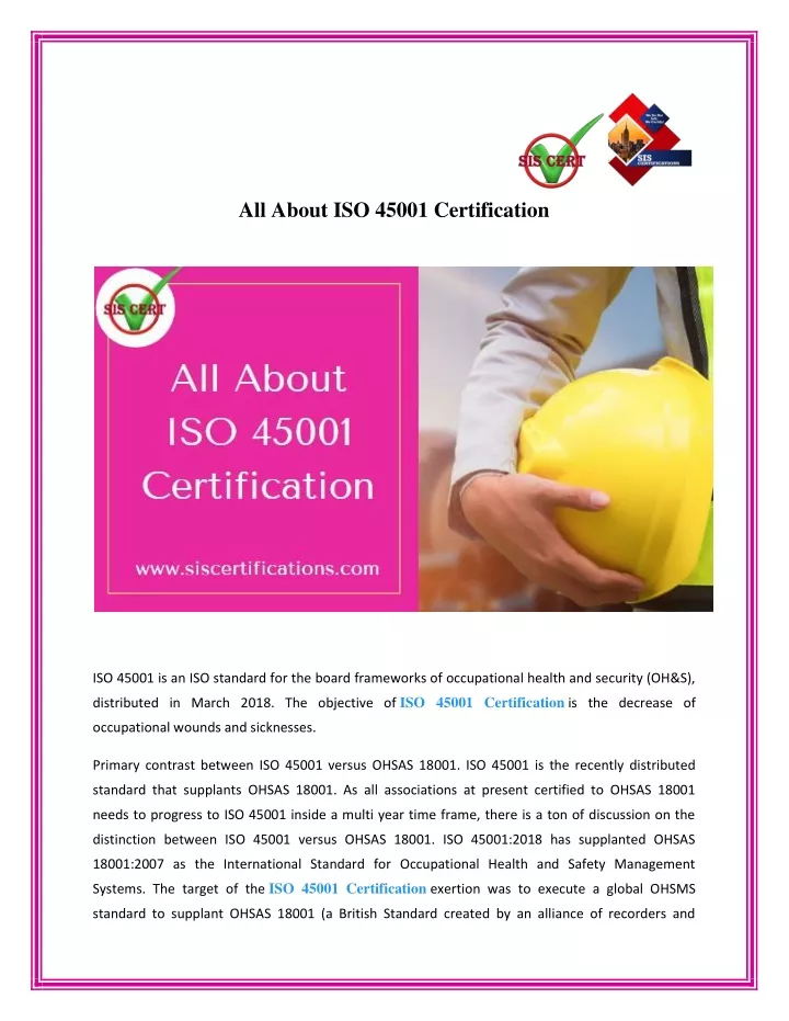 all about iso 45001 certification