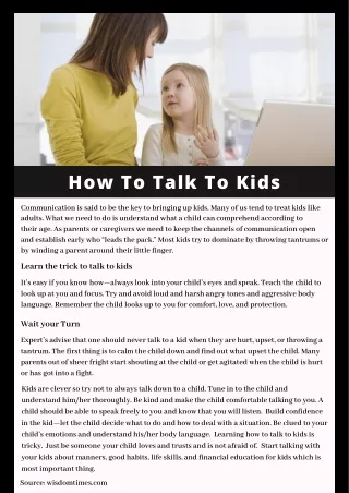 how to talk to kids