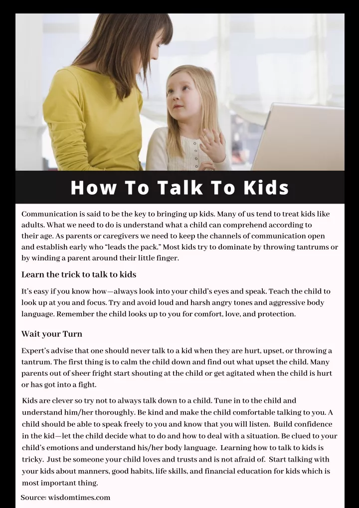 how to talk to kids