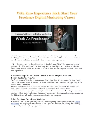 With Zero Experience Kick Start Your Freelance Digital Marketing Career