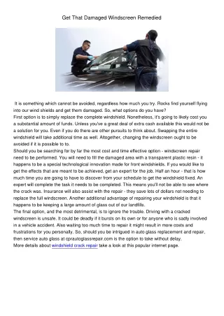 get that damaged windscreen remedied