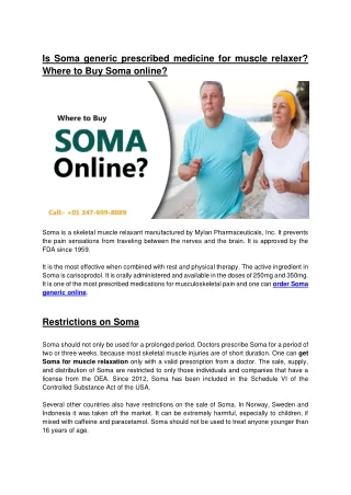 Is Soma generic prescribed medicine for muscle relaxer?
