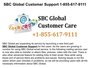 SBC Global Customer Support Number 1-855-617-9111
