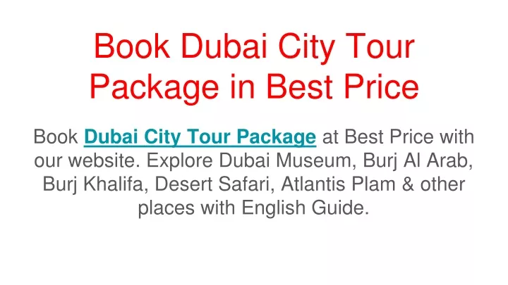 book dubai city tour package in best price