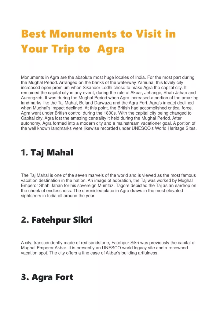 best monuments to visit in your trip to agra