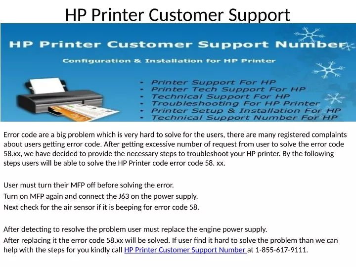 hp printer customer support