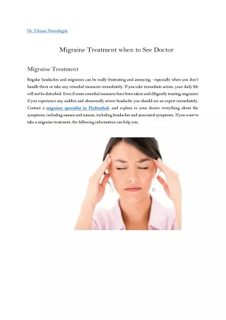 Migraine Treatment - Dr. Vikram Neurologist