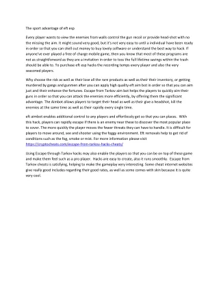 the sport advantage of eft esp