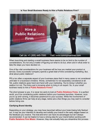 Is Your Small Business Ready to Hire a Public Relations Firm?