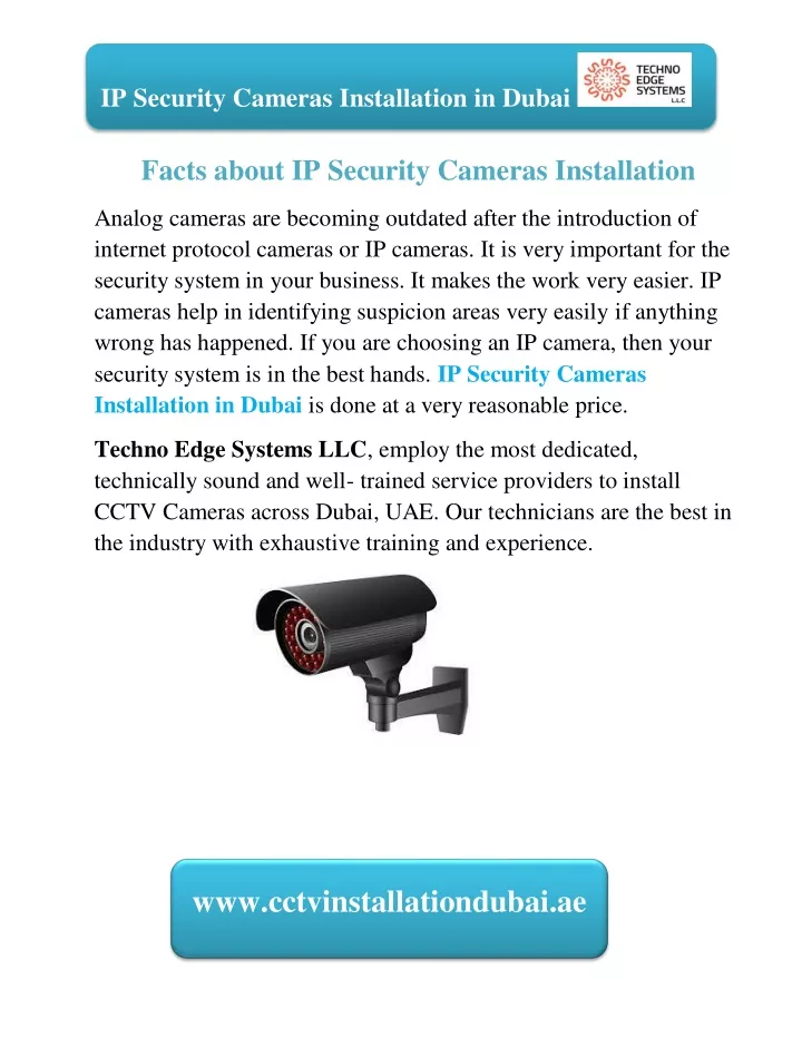 ip security cameras installation in dubai