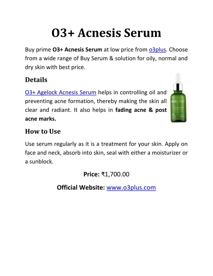o3 acnesis serum