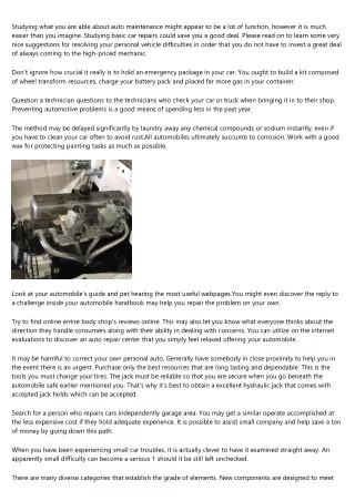 studying what you are able about auto maintenance