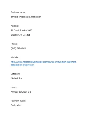 Thyroid Treatment & Medication