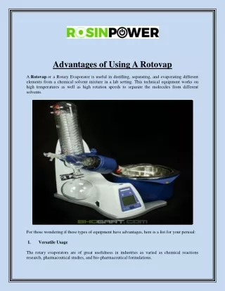 advantages of using a rotovap