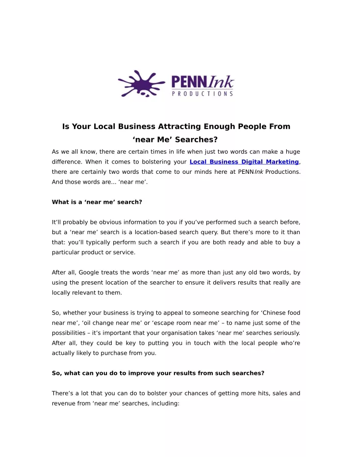 is your local business attracting enough people