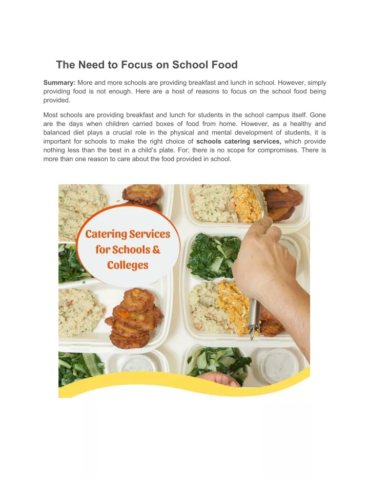the need to focus on school food