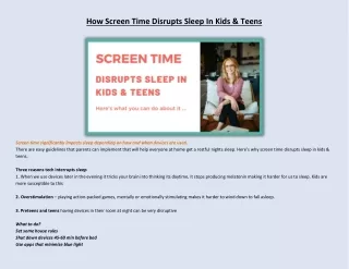 How Screen Time Disrupts Sleep In Kids & Teens