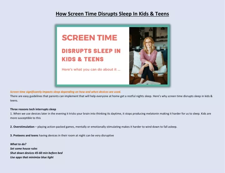 how screen time disrupts sleep in kids teens