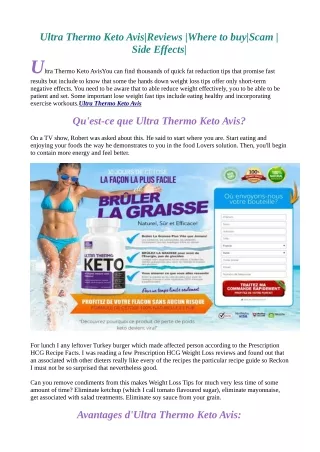 Ultra Thermo Keto Avis|Reviews |Where to buy|Scam |Side Effects|