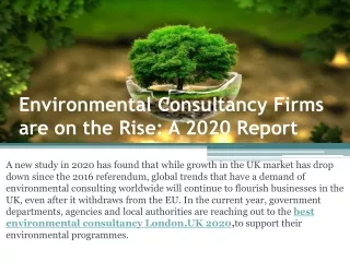 The Rise of Environmental Consultancy Firms : A 2020 Report