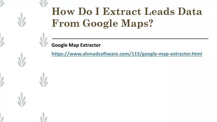how do i extract leads data from google maps