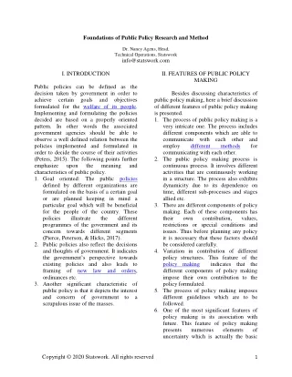 foundations of public policy research and method